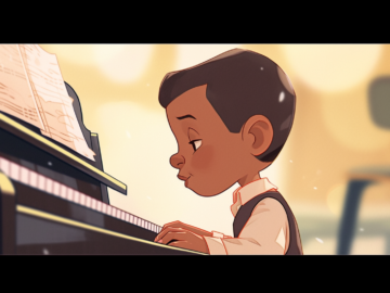 Boy playing piano