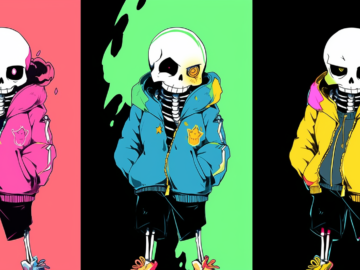 three skeletons dressed like gansters